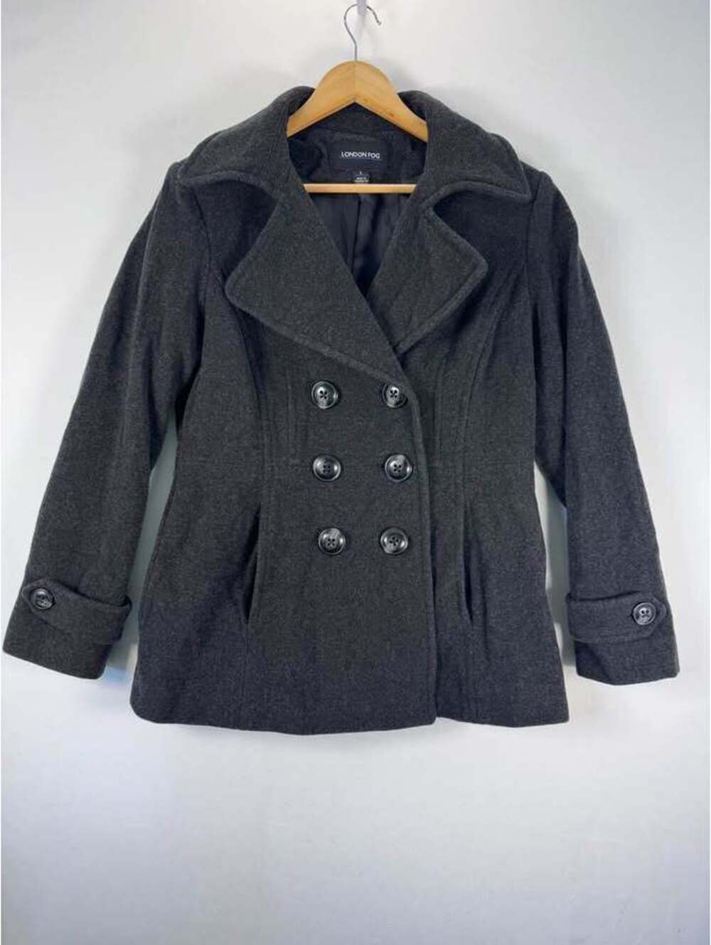London Fog Women's Dark Gray Wool Blend Peacoat Size Large - Picture 1 of 8